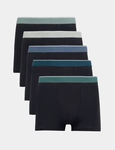 Marks & Spencer 5 Pack Cotton Stretch Hipsters Black Mix
