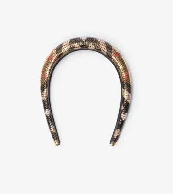 Check Mesh Headband in Sand beige