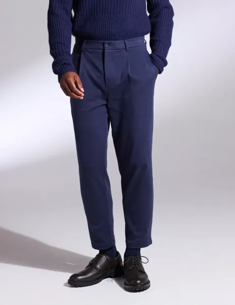 David Gandy Wellwear Pure Cotton Relaxed Fit Tapered Pants Navy