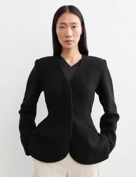 Jaeger Pure Wool Waisted Slim Fit Jacket Black