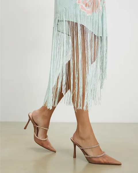 River Island Rose Diamante Mesh Court Heels