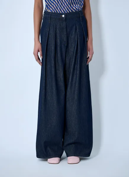 Wide-Leg Denim Trousers