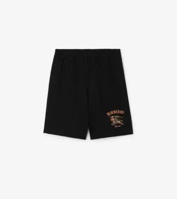 Knight Check Cotton Shorts in Black