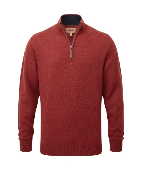 Schöffel Country Lewis Lambswool Quarter Zip Jumper - Deep Red