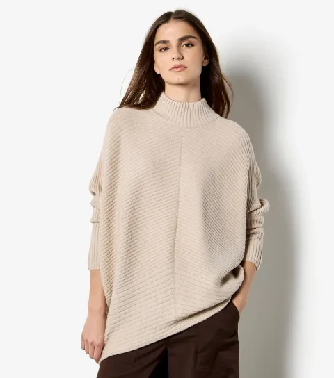 Apricot Women's Stone Chevron Knit High Neck Jumper