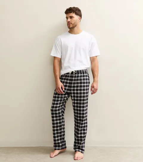 Men's Black Regular Fit Check Pattern Pyjama Bottoms