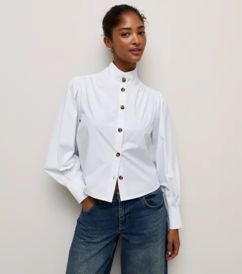New Look Women's White Funnel Neck Short Shirt