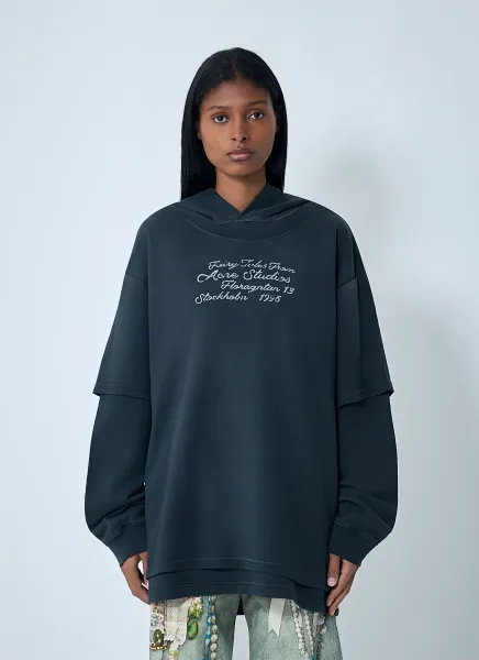 Hooded Logo Motif Sweatshirt