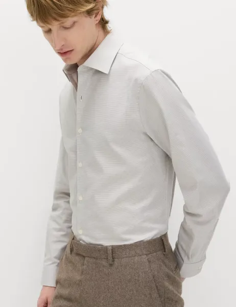 Marks & Spencer Regular Fit Pure Cotton Textured Shirt Neutral