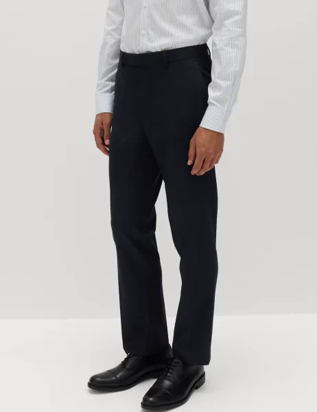 Marks & Spencer Regular Fit Textured Stretch Suit Trousers Navy