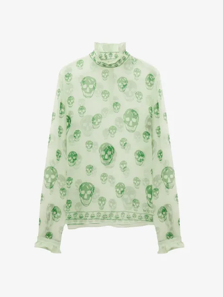 Silk Chiffon Skull Print Top