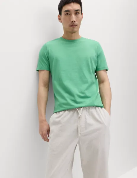 Marks & Spencer Pure Cotton Regular Fit Crew Neck T-Shirt Bright Green