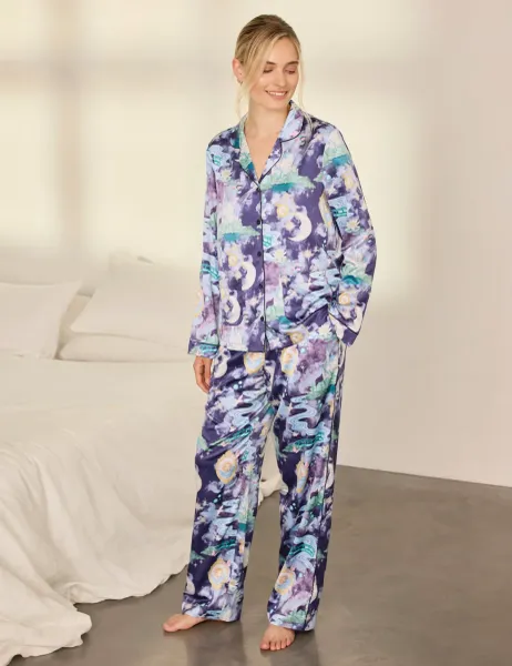 Chelsea Peers Satin Long Sleeve Two Piece Pyjama Set