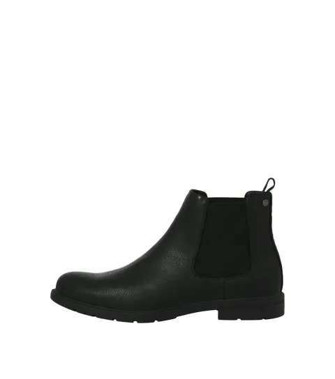 Men's Black Faux Leather Chelsea Boots