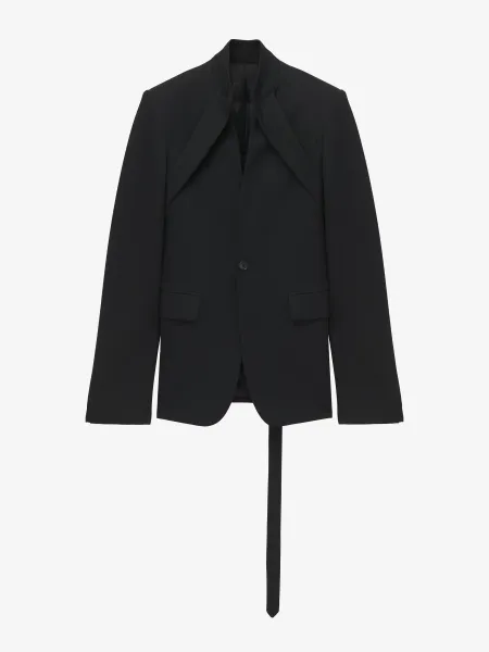 Reverse Lapel Single-breasted Jacket