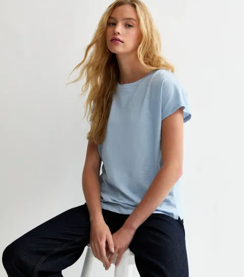 Women's Light Blue Grown On Sleeve T-Shirt