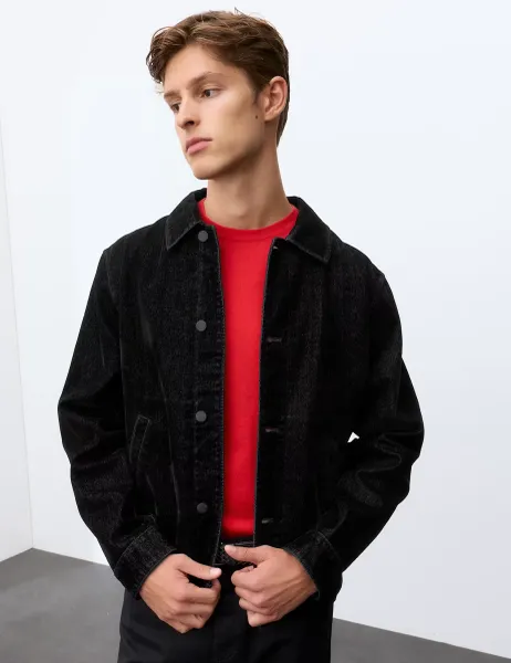 Autograph Flocked Denim Jacket Dark Indigo