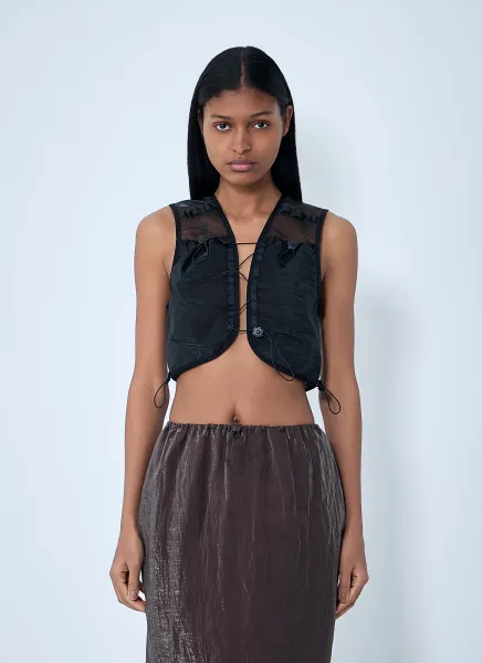 Mesh Panel Crop Top