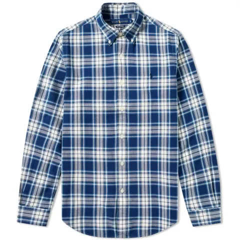 Custom Fit Button Down Check Oxford Shirt