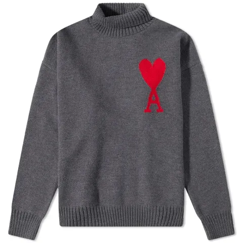 AMI Large A Heart Roll Neck Knit
