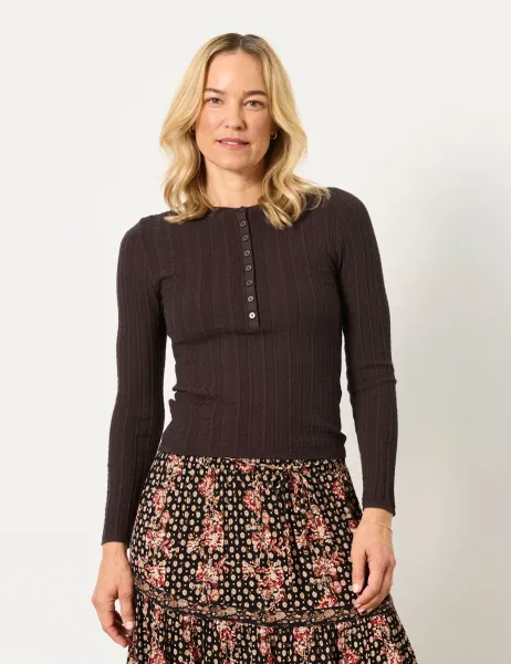 FatFace Crew Neck Jumper Chocolate