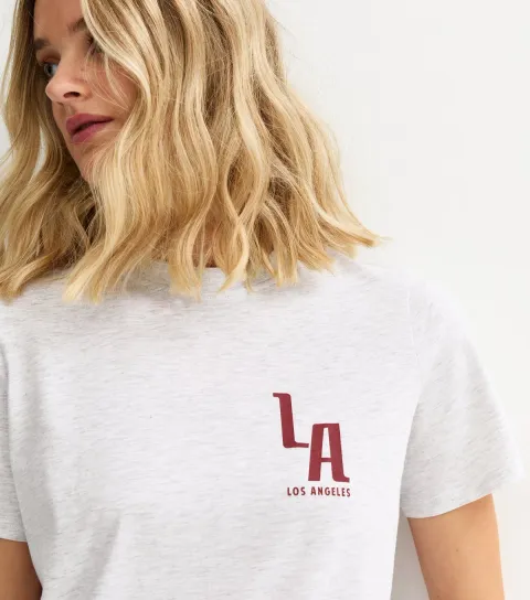 Women's Light Grey LA Print T-Shirt