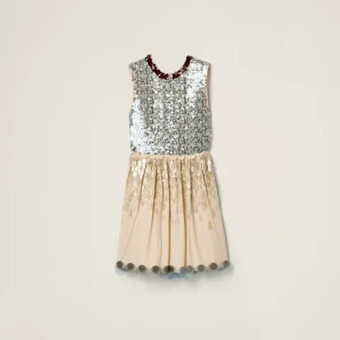 Embroidered marocain dress