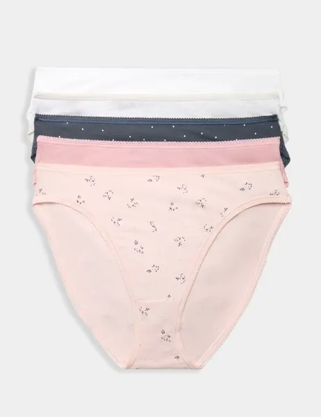 Marks & Spencer 5pk Cotton Rich Lycra High Leg Knickers Nightshade