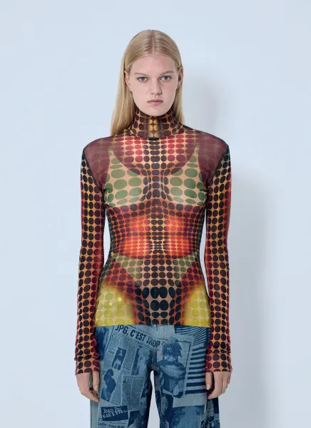 Re-Edition The Brown Dots Mesh Top