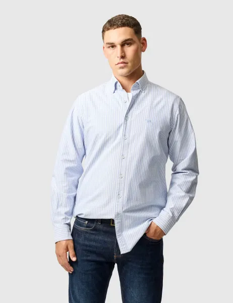 Rodd & Gunn Pure Cotton Striped Oxford Shirt Chambray
