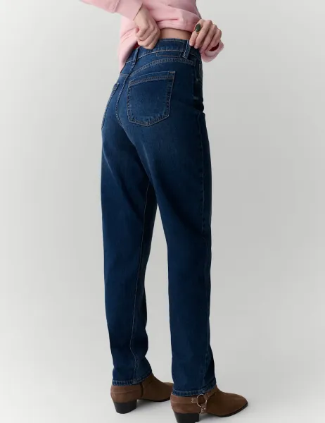 Per Una Girlfriend Mid Rise Turn Up Jeans with Lyocell Dark Indigo