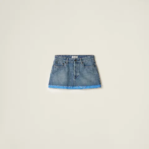 Denim and poplin miniskirt