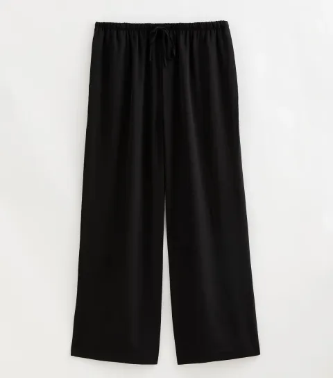 New Look Women's Maternity Black Satin Wide Leg Trousers