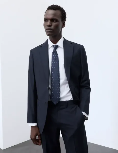 Autograph Tailored Fit Pure Merino Wool Jacket Navy