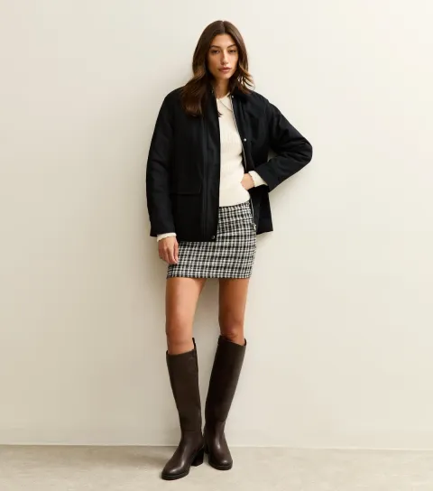 Women's Tall Black Check Tube Mini Skirt