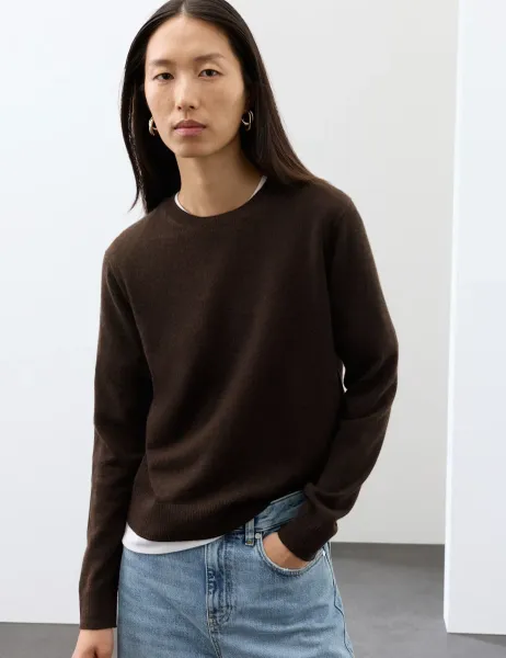 Autograph Pure Cashmere Crew Neck Jumper Bitter Chocolate