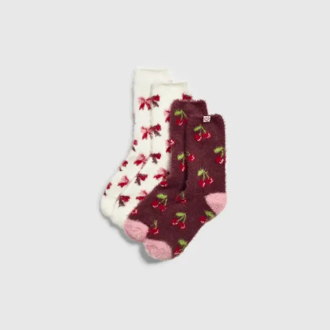 River Island Fluffy Cherry Socks 2 Pack
