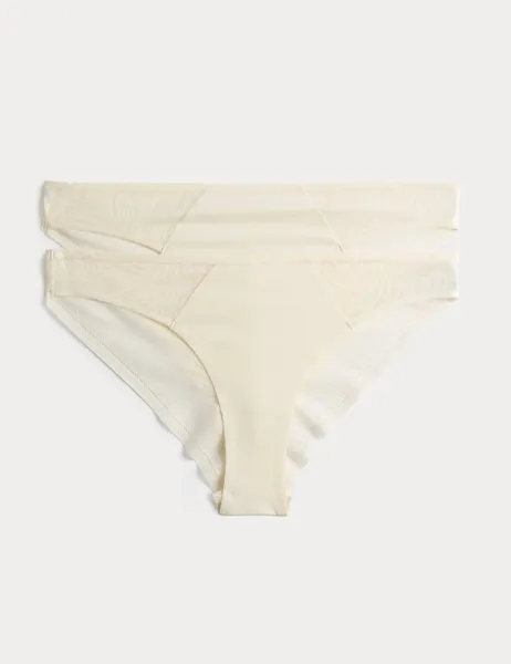 Body by M&S 2 Pack Body Lace Brazilian Knickers Ivory