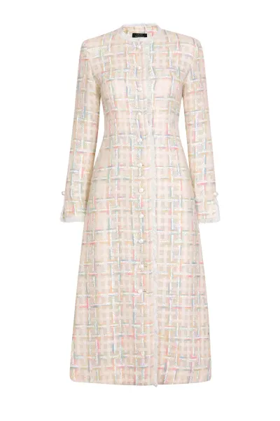 Sienna Coat in Cream/Multi Tweed