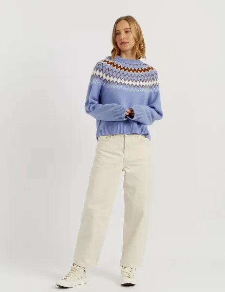 Chinti & Parker Wool With Cashmere Fair Isle Textured Jumper Blue Mix