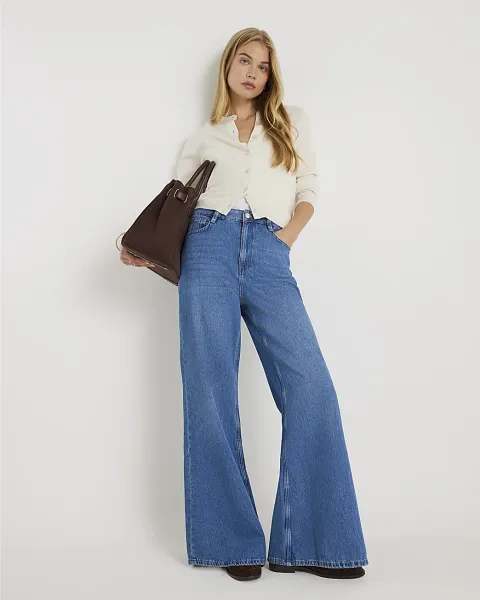 River Island High Waisted Wide Leg Jeans