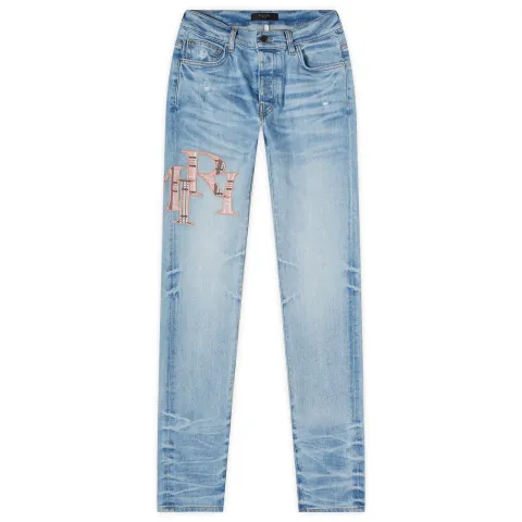 Plaid Staggered Logo Jeans