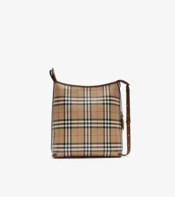 Small Check Shoulder Bag in Archive beige