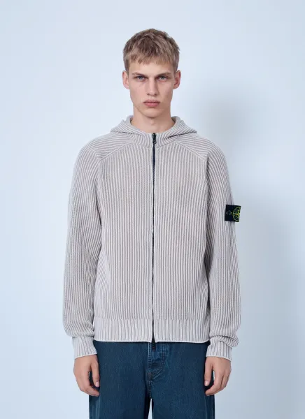 Stone Island Ribbed Knit Hoodie