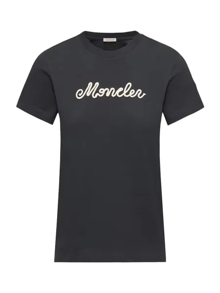 Women Logo Embroidery Cotton T-Shirt Navy