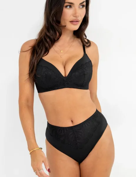 Pour Moi New Romance High Waisted High Leg Knickers Black