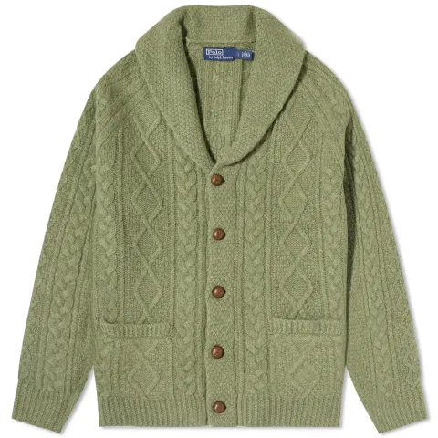 Aran Cable Shawl Collar Cardigan