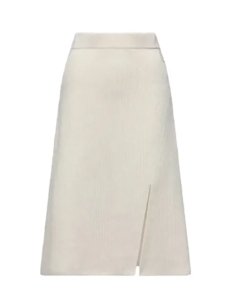 women ribbed side-split midi skirt Off-white