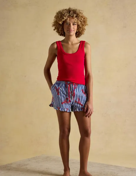 Joules Cotton Rich Lobster Striped Shortie Set Red Mix