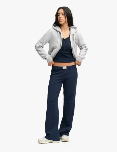 Superdry & Co Cotton Rich Fold Over Joggers Navy
